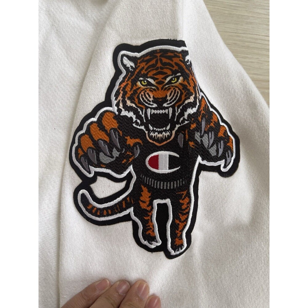 Rare Champion Reverse Weave Men M Hoodie Embroidered Tiger Viking Pirate Bulldog